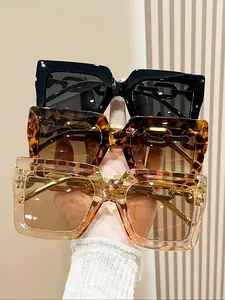 Unisex Simple Style Square Frame Tinted Lens Sunglasses, Trendy Casual Sunglasses for Everyday Use, Fashion Accessories for Outdoor Activities