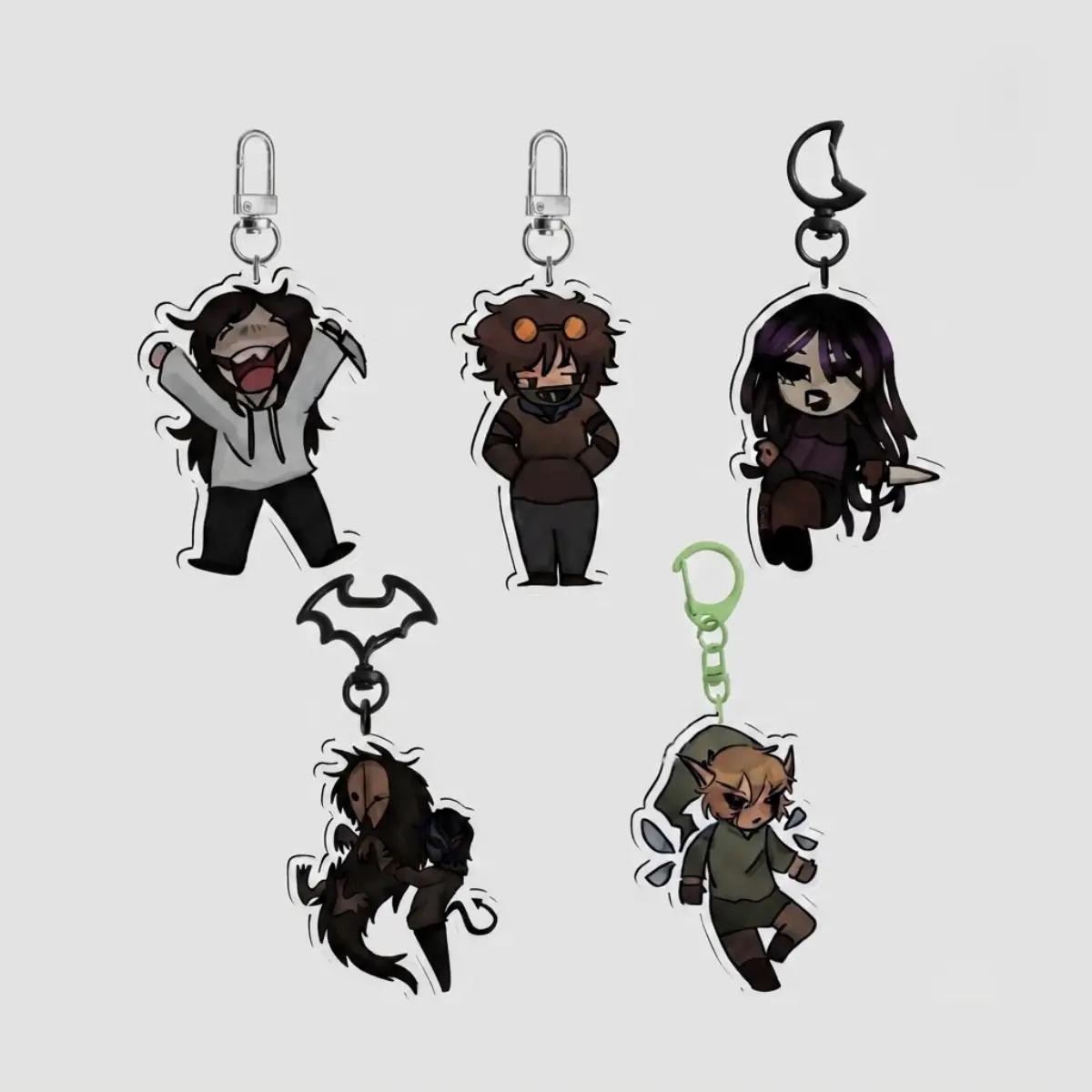 Ben Drowned, Eyeless Jack, Jane The Killer, Ticci Toby, Jeff The Killer Keychain, Creepypasta Keychain