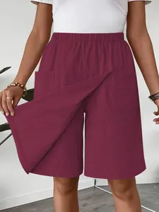 Wrap Skort with Pockets | Casual Versatile | Elastic Waist | Lining Anti-Exposure | Women Summer Wear