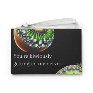Whimsical Kiwi Quote Clutch Bag, Unique Zipper Pouch, Fun Accessory for Women, Great Gift for Friends, Cute Makeup Bag