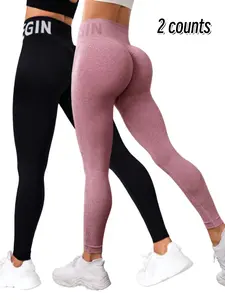 Women's Spring Sporty High-Waisted Slim Fit Leggings, Comfortable Letter Pattern Pants for Outdoor Sports, Running, Fitness, Gym Workout Leggings