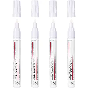 White  Pen Permanent Marker  4 Pack Outdoor Pens markers for Metal,Rocks,,Plastic,Tire,Glass,Fabric,Medium Tip,Oil Based  Markers White Markers Permanent