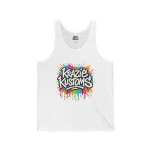 Krazie Kustoms Colorful Graffiti Unisex Jersey Tank - Perfect for Summer Days, Streetwear, Festival Outfits, Graffiti Art Lovers, Casual Style