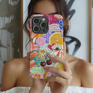 Retro Italian Summer Phone Case, Floral Collage Protective Cover with Cute Vacation Aesthetic Style for Smartphones