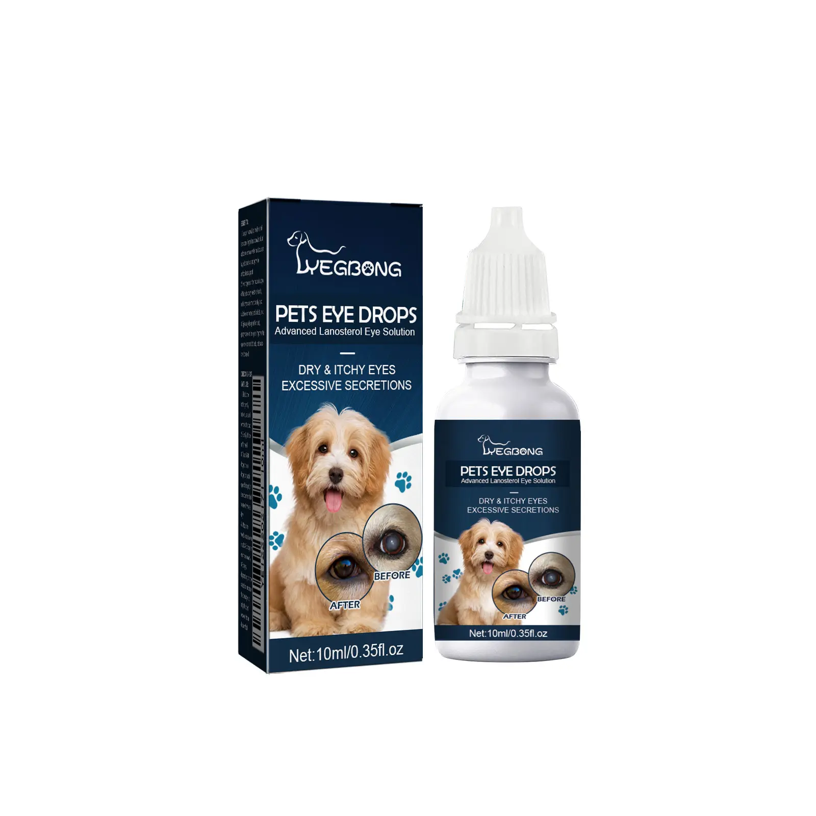 Pet Eye Drops For Dogs & Cats Remove TearStains Relieve Itchy Eyes Clean Eye Drops
