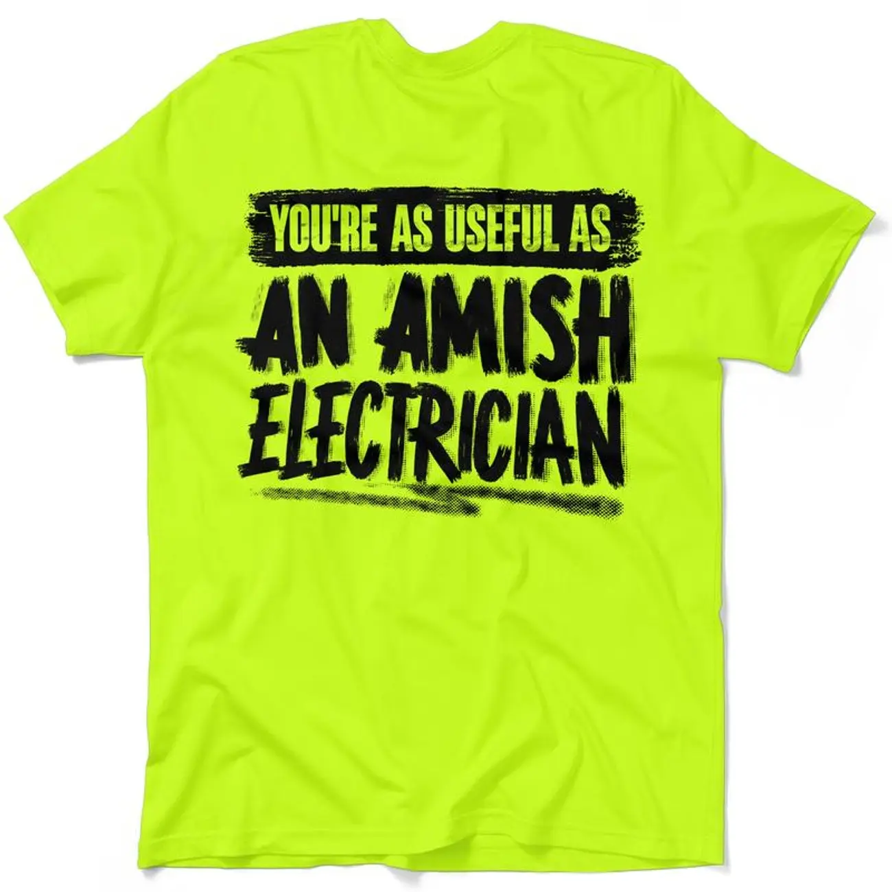 Amish Electrician - Safety Yellow Hi-Vis T-Shirt Menswear, Gift For Him, Gift For Her