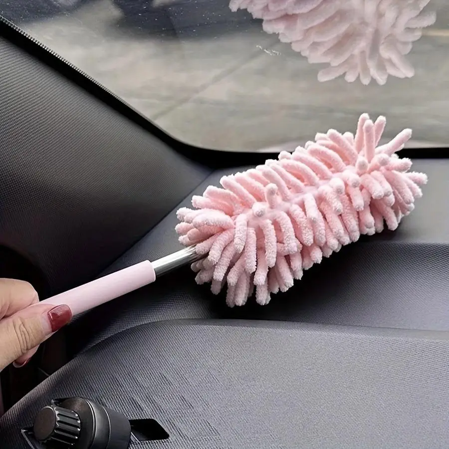 Mini Car Duster Brush, Extendable Microfiber Dusting Tool with Comfortable Handle for Home and Auto Interior Cleaning, Automotive Cleaning Tool, House