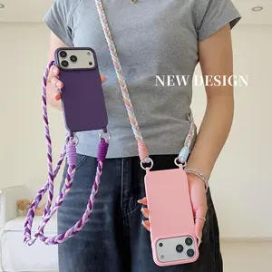 Lanyard Phone Case For iPhone 17 Pro Max 16 15 Plus 14 13 12 Air Crossbody Neck Cord Strap Anti-loss Shockproof Protection Cover