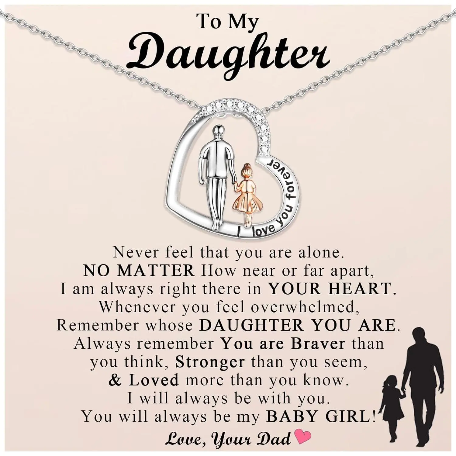 Daughter Gifts from Dad, Love You Forever To My Daughter Necklace Gifts from Dad, Dad Father to Daughter Birthday Christmas Valentines Graduation  to School Gifts for Girls Women Teenage