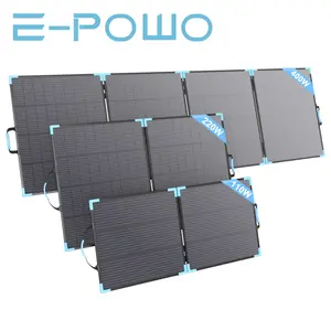 E-POWO Dual-Sided Solar Panel 110W 220W 400W for EcoFlow Jackery Bluetti ALLPOWERS Anker Power Stations, Bifacial Solar Panels Foldable High Efficiency Solar Charger for Outdoor and Emergency Use RV Camping Off-Grid Power Monocrystalline