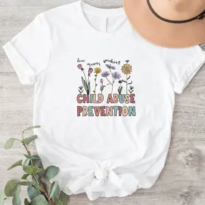 Abuse Prevention T-Shirt, Flower Abuse Awareness Shirt, Social Worker Tee, Blue Ribbon Gift Tee, Stop The Abuse Shirt, Support Short Sleeve.