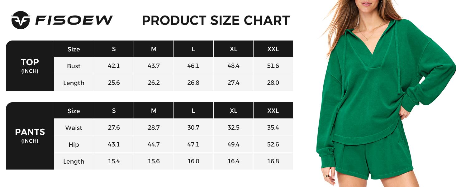 Fisoew Womens 2 Piece Lounge Matching Sets Hoodies and Shorts Sweatsuits | Long Sleeve, V Neck, Two Piece, Oversized, Pullover Sweatshirts, Tracksuit, Active, Athleisure, Fall Outfit, Travel Vacation