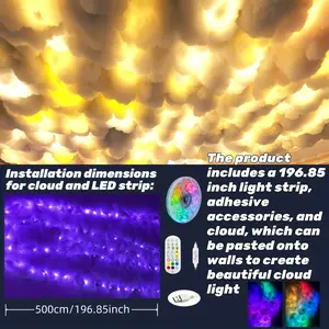 Led Cloud Light For Bedroom, With App Control And Remote, Can Music Sync Color Change, Can Timing, For Room, Party, Birthday-(  16ft)-45