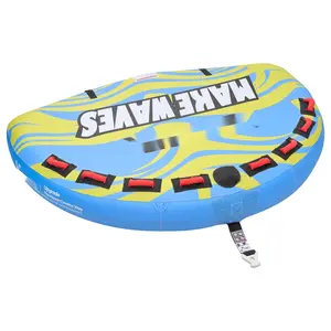 Towable Tube for Boating - 4 Riders, 680 LB Capacity, Inflatable Towable with Durable Nylon Cover, Front and Rear Fins, Padded Handles, Safety Valve, Heavy-Duty Tow Rope Attachment for Boats and Lakes