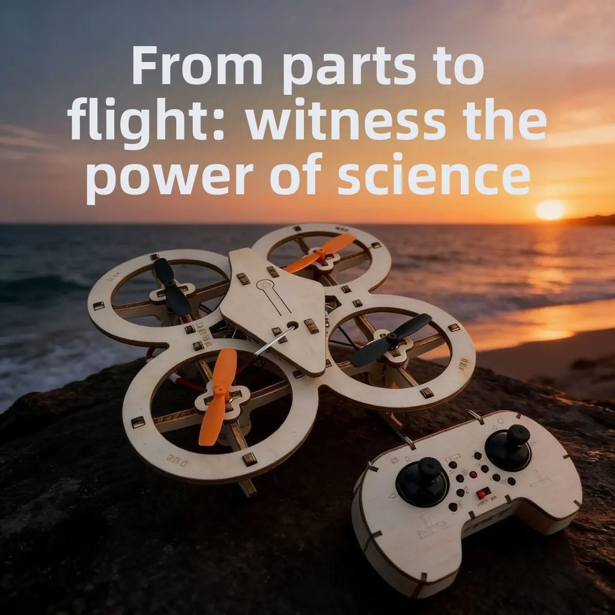 Unisex DIY Wooden Building Blocks Remote Control Mini Quadcopter Drone Model Kit - 1PC Bricks & Parts, Stunt Flip Function, Assembly Training Aircraft, Hands-On Activity, Birthday Gift Idea for Friends, Party Supplies