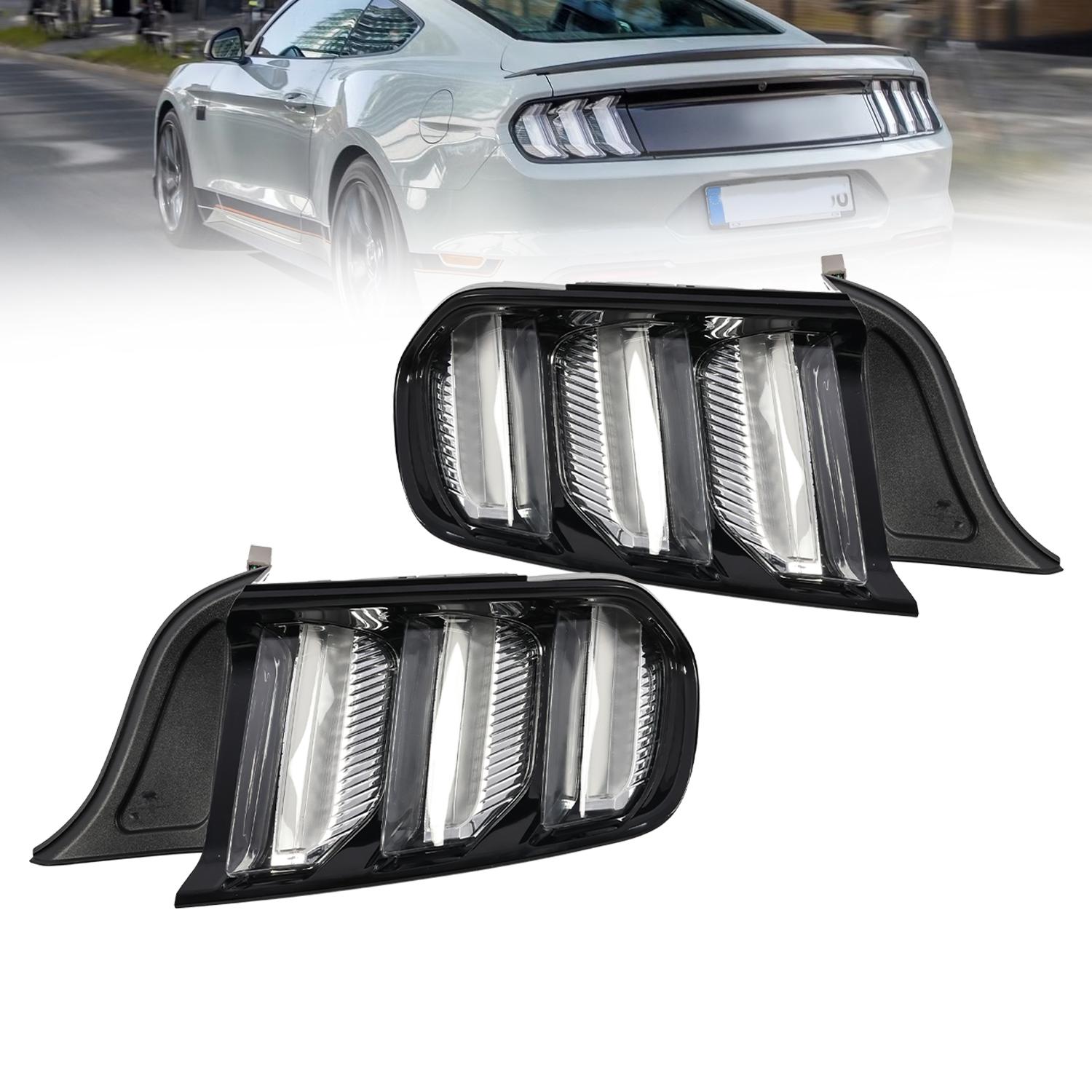 Nakkaa Screw-On LED Tail Lights - Brake & Signal Functions, Sequential Signals - Left & Right Fit for 2015-2023 Ford Mustang