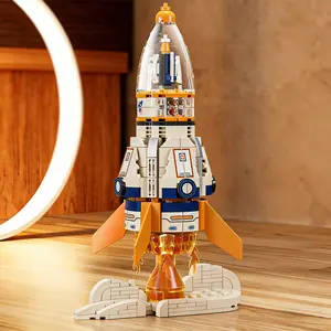 334pcs Transport Rocket Space Model Building Blocks Launch Center, Creative Display Piece, Perfect Gift for Kids, Rocket Model Kit, Stem Construction Set