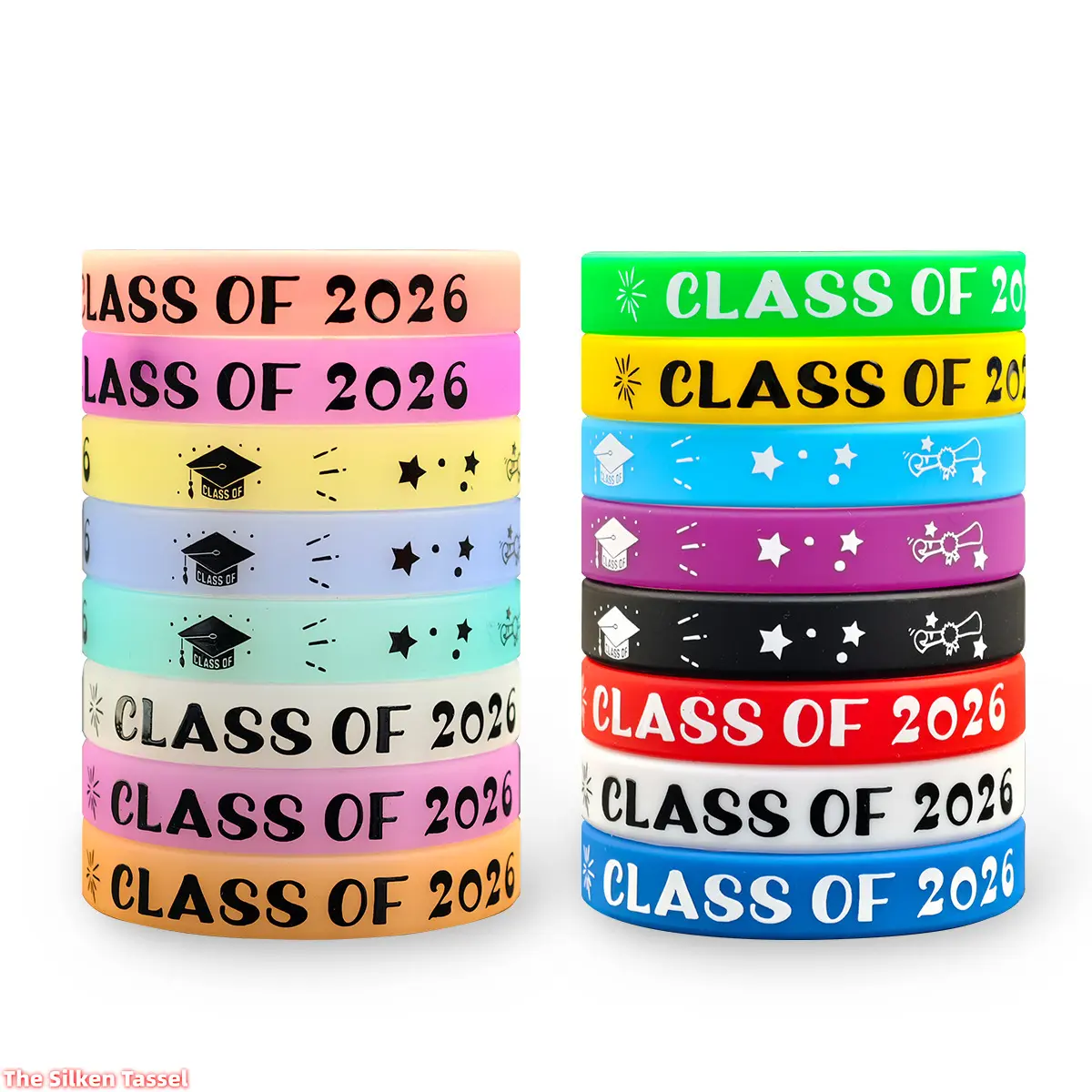 12 Pack Class of 2026 Silicone Bracelets, Durable Unisex Wear Wristbands with Grad Caps & Stars for Students & Teachers, College Graduation Gift & Party Favors tiktokshopbacktoschool, Durable Bracelet, Silicone Band, Grad Cap Stars