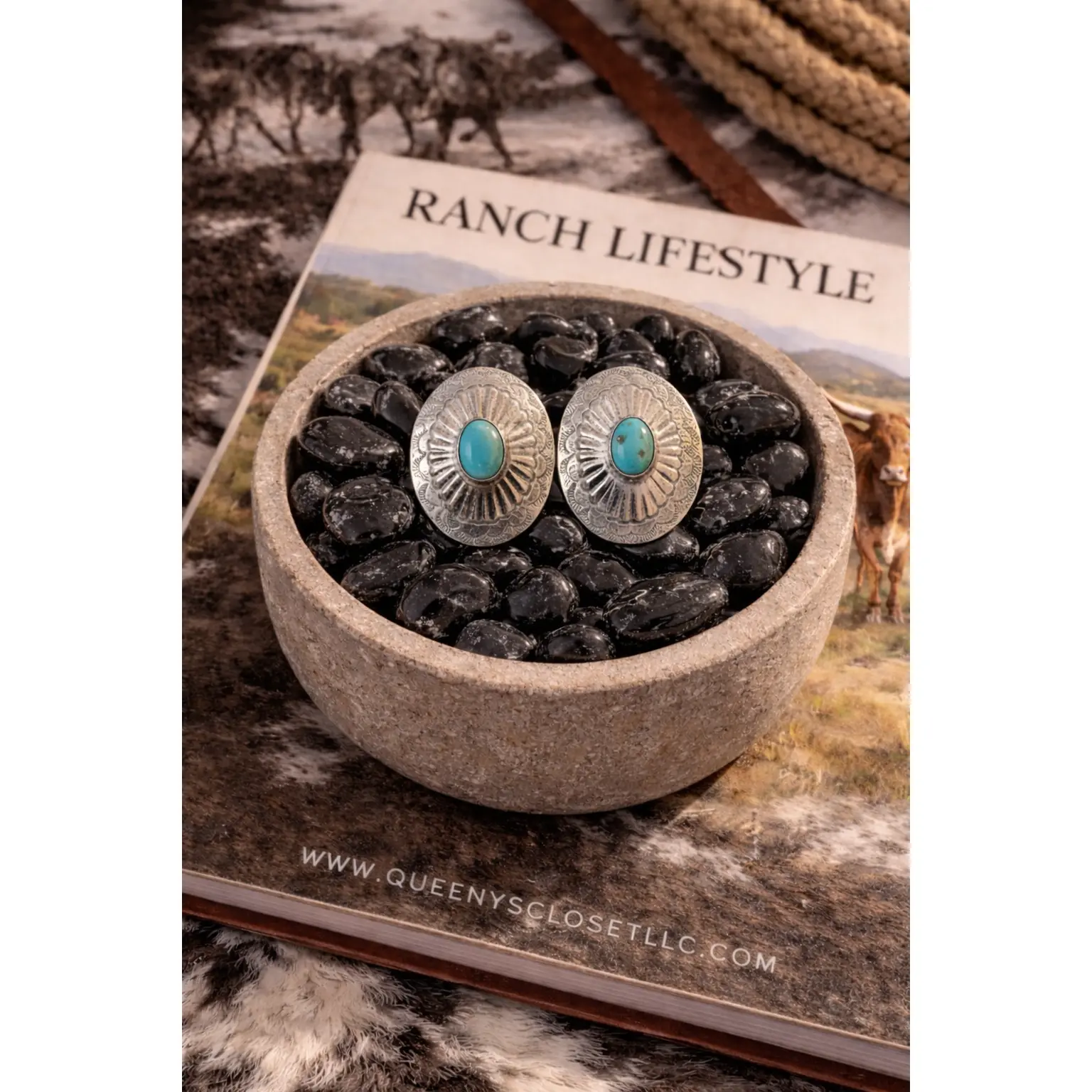 Unique Design Silver Casual Willow Concho Stud Earrings - Turquoise Jewelry, Post-Back Closure, Unique Design Earrings, Silver Silver Earrings