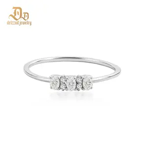 Delzzad 0.2ct Moonlight Pebbles Ring Oval Ring Band VVS Synthetic Moissanite Ring Jewelry Copper Band Perfect Birthday Engagement Wedding Anniversary Christmas Valentine's Day Mother's Day Gift