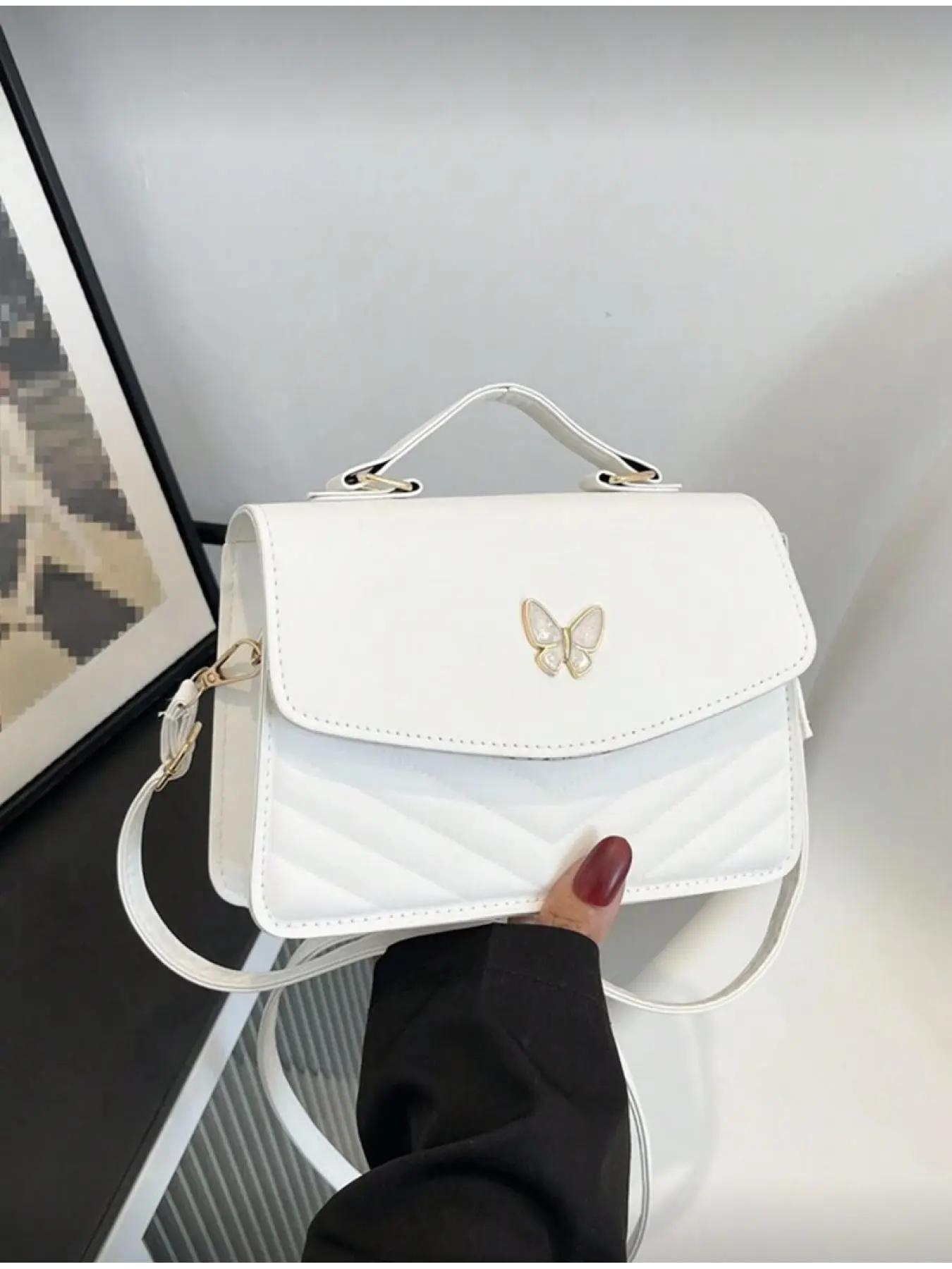 Women's Solid PU Handbag Casual Shoulder Bag, Fashion Embossed Crossbody Bag, Stylish Phone Case, Perfect Gift for Dates, Ideal for Shopping