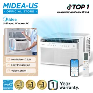 Midea 6K/8K/10K/12K BTU U Shaped Smart Inverter New Window Air Conditioner,  2026 version AC, Cools up to 450 Sq. Ft.,Ultra Quiet with Open Window Flexibility, Works with Alexa/Google Assistant, 35% Energy Savings, Remote Control