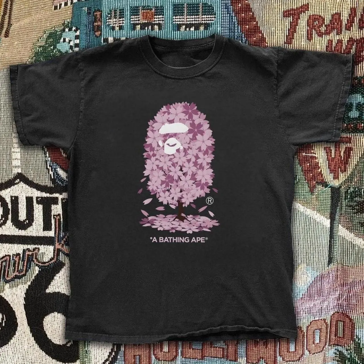 Sakura Ape Graphic T-Shirt, Japanese Streetwear Tee, Cherry Blossom Graphic Shirt, Y2K Hypebeast Fashion, Unisex Oversized Tee, Gift for Streetwear Lovers
