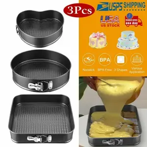 3pcs Spring Form Cake Non-Stick Coating Pan Great for Baking 9" -11" Leakproof