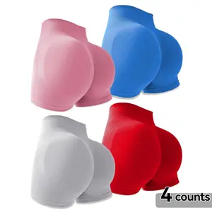 4-Pieces High Waist Tummy Control Side-Ribbed Butt-Lifting Seamless Shorts, Lightweighted Summer Shorts,  Stretchy Womenswear Bottom SpringStatements