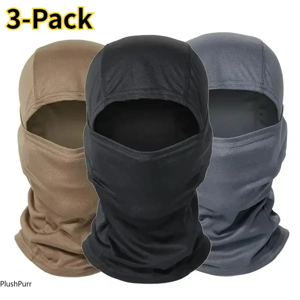 3-Pack Tactical Windproof Full-Cover Balaclava Ski Masks - Warm Protective Motorcycle Face Mask, Outdoor Sports Headwear for Skiing, Bicycle Riding