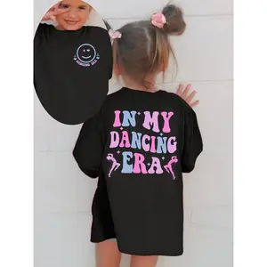 Kids "In My Dancing Era" Short Sleeve T-Shirt, Toddler Girls Dance Lover Graphic Tee with Smiley Front Print