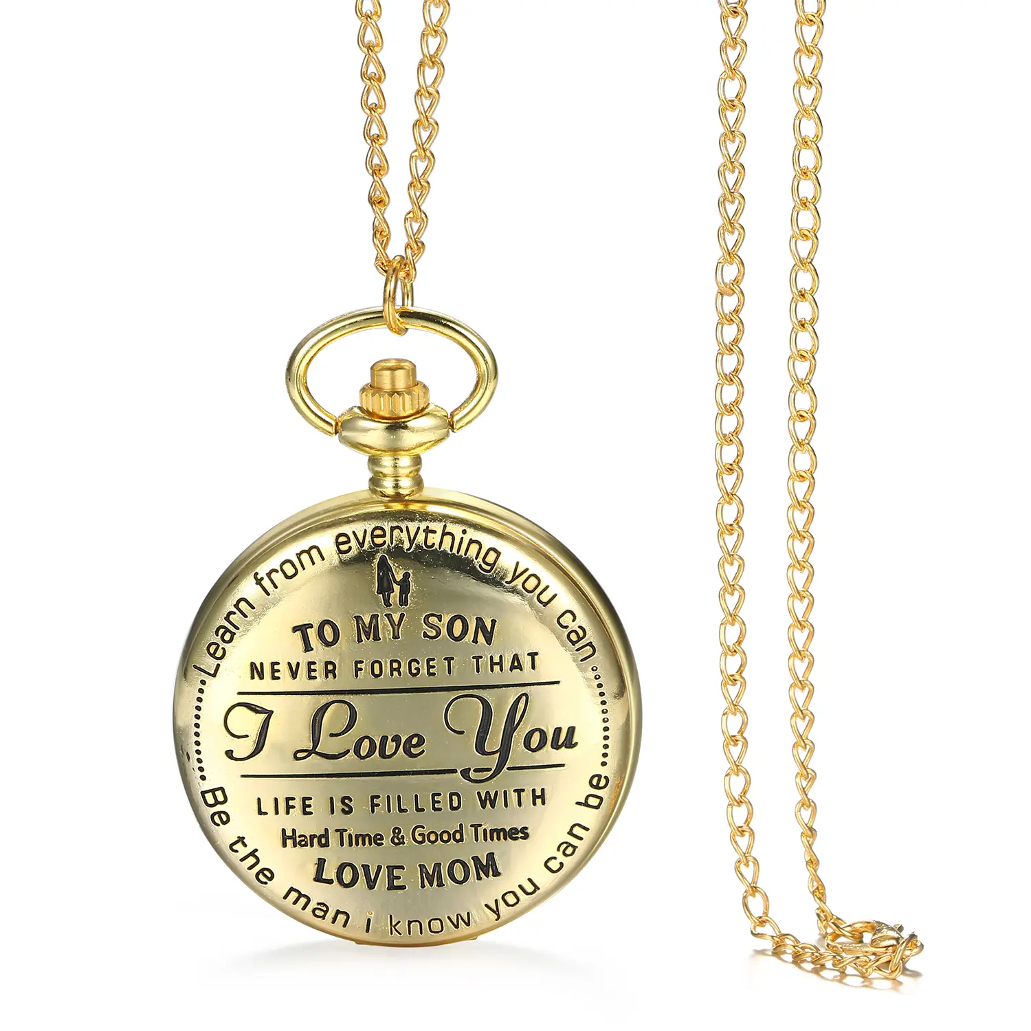OIDEA Vintage Engraved Love Pocket Watch Necklace for Mom - 32in Chain, Large Numerals Dial, Splash Resistant Keepsake, Velvet Pouch Included, Ideal Mother's Day/Birthday Gift for Women, Vintage Watch, Deeply Engraved, Perfect Gift For Women