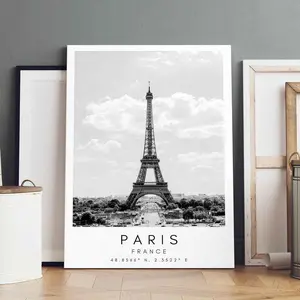 Paris Eiffel Tower Poster, Modern Art Wall Decor, Solid Wood Frame Canvas Print, Waterproof HD Home Decoration Gift