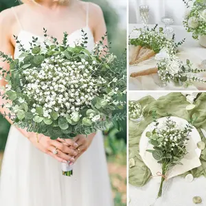 100 Pcs Mixed Artificial Eucalyptus Stems, Babys Breath Flowers for Weddings, DIY Bouquets, Home Decor, Greenery Stems