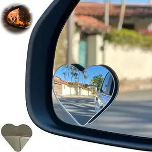 Car Heart-Shaped Raised Blind Spot Mirror, Universal Adhesive Rearview Mirror Side Mirror, Enhances Safety, Cute Heart-Shaped Design, Left Position, Suitable for Cars, SUVs, Trucks