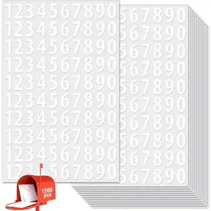1200 count Number Stickers, 1"  Mailbox Number Label, Consecutive Numbers 0-9, Self-Adhesive and -Free, Ideal for Mailboxes, Storage Boxes, Organizers, Cabinets and  (White)