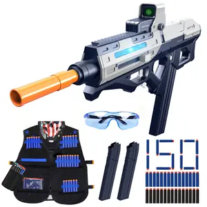 SOFITEN Phasr N - Toy Foam Dart Blaster with Tactical Vest Kit Toy gun with LED Lights / 150 Darts / Scope / 7.4V Modular Battery High speed Backyard Battle Blaster Gift Ideas For 8+ For outdoor fun For Party Halloween Costume Christmas Gift