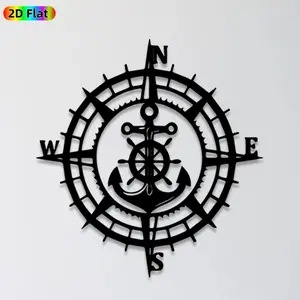1pc Nautical Compass & Anchor Metal Wall Art,Nautical Compass & Anchor Statue Mural, Ideal Gift for New Year, Easter, Nautical Decor Enthusiasts,  Wall Sculptures, Perfect for Living Room Wall & Garden Fence, Unique Nautical Theme Decor