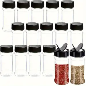 6pcs, Storage Containers, 3.5OZ Leak-Proof Seasoning Containers, Equipped with Black Screw Caps, Portable Empty Transparent Spice Jars for Spices, Powders, Chili, And Salt, Kitchen Organizers And Storage, Kitchen Additions