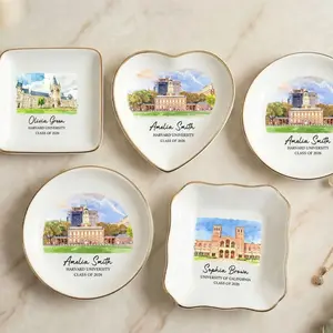 Custom University Jewelry Dish, Personalized College Graduation Gift, School Logo Ring Dish, Graduate Keepsake