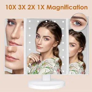 Makeup Mirror Vanity Mirror LED Lights 2X 3X 10X Magnification Portable Desk Mirror Touch Control Dresser Suitable for Adults & Gift “Outdoorfun”