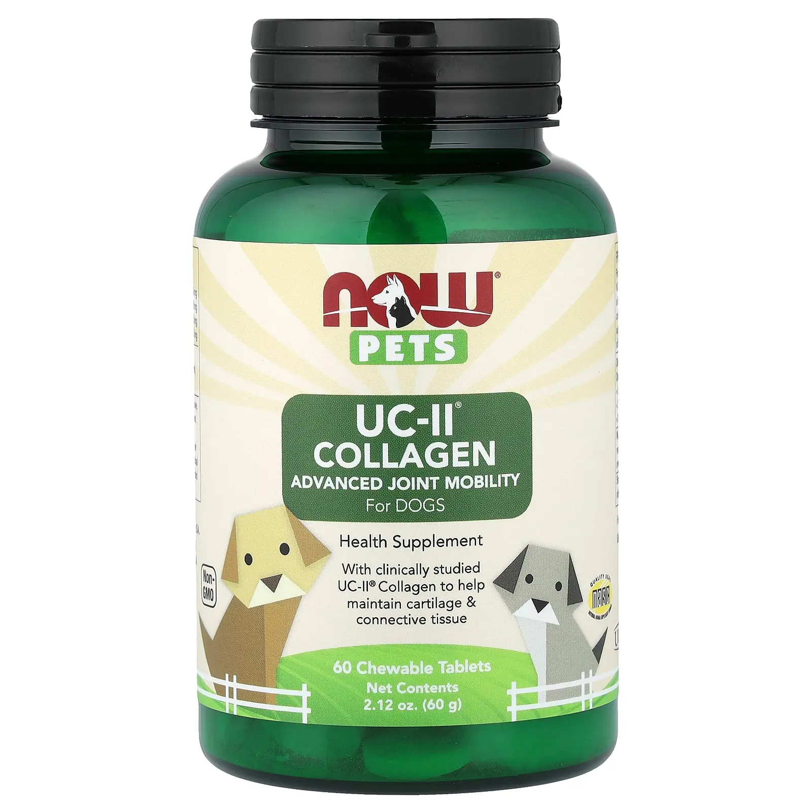 NOW Foods Pets, UC-II® Collagen Advanced Joint Mobility, For Dogs, 60 Chewable Tablets, 2.12 oz (60 g)