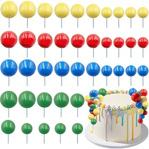40 Piece Colorful Ball Cake Decorations, Cartoon Theme Mini Balloons, Blue Cupcake Toppers, Birthday Party Supplies, Cake Decorating Supplies