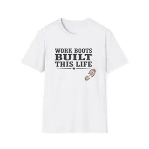Work Boots Built This Life Shirt – Blue Collar Millionaire Graphic Tee, Funny Working Man T-Shirt, Tradesman Workwear Apparel, Rugged Construction Worker Shirt, Country Laborer Tee, Distressed...