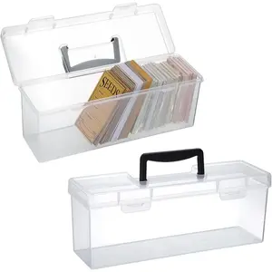 2 Pack Plastic Clear Seed Storage Organizer Box with Handle Portable Seed Bin with Lock Transparent Seed Saving Box with Lid Seed Container Seed Packet Storage Organizer