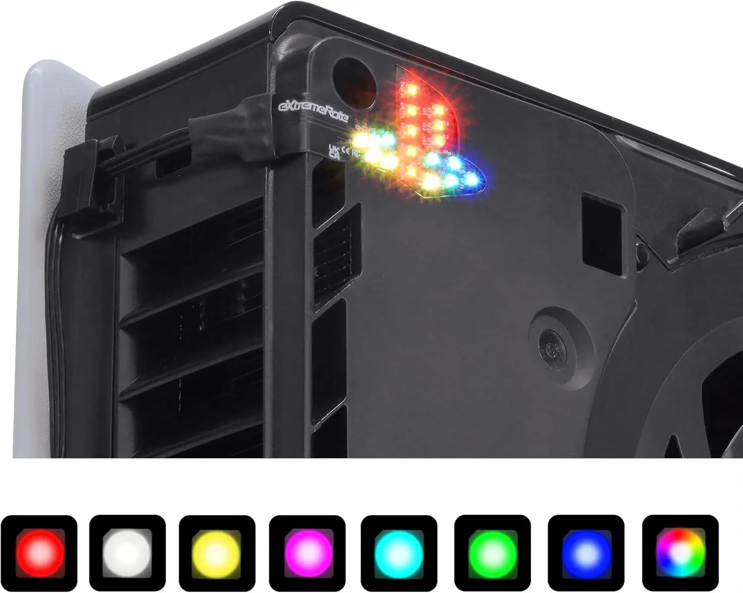 eXtremeRate 7 Colors 40 Effects RGB Rainbow Logo LED Kit for PS5 Slim/Pro Console, Illuminated Lighting Decoration Logo LED Board for PS5 Slim/Pro Disc & Digital Console