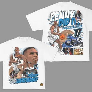 [ Dunk Nation ] Lacelocks ‘Penny Hardaway’ Unisex T-Shirt, Sweatshirts,Penny Hardaway 100% Heavy Cotton Bulls Basketball Team T-Shirt, Basketball Legend Shirt Gift For True Basketball Fans Graphic Tees Streetwear Outfit Grey