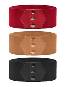 3 packs Snap-Button Corset Belt Wide Elastic Belts for Dress Waistband, Stretchy Corset Elastic Belt for Daily Dress Coat Collocation