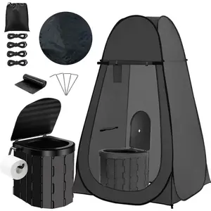 Adult portable toilets and privacy tents, pop-up toilet tent for outdoor use, portable toilet for camping, equipped with 12 toilet bags, suitable for toilet use, travel, and changing.