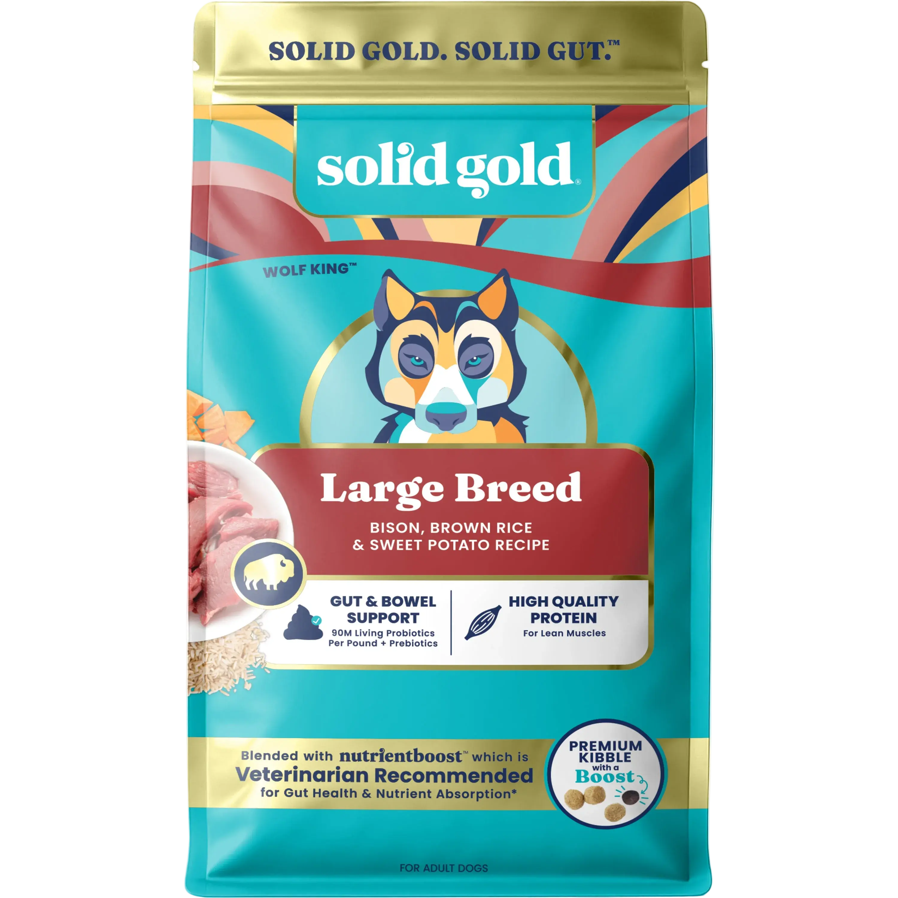 Solid Gold Nutrientboost™ Wolf King™ Dry Food for Large Breed Dogs Premium Kibble Brown Rice